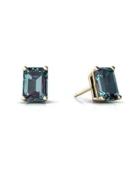 Created Alexandrite 14kt Yellow Gold Stud Earrings
