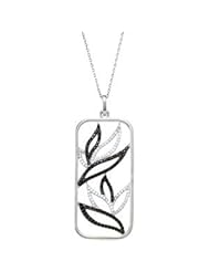 CleverEves Sterling Silver 1 3 Ct Tw Necklace Genuine Black Spinel & Diamond Necklace