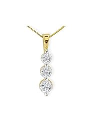 1ct 3 Diamond Three Stone Pendant in 14k Yellow Gold