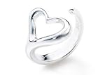 .925 STERLING SILVER RING - Heart Ring - (one size fits all rings) Open Back Sterling silver adjustable ring band for her (thumb ring, index finger ring, etc.) High fashion sterling silver rings for women for her: women / ladies / girls. Rings for women or teens.