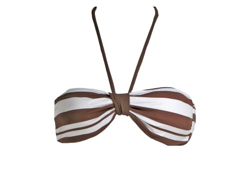Jag Brown Striped Bandeau Swimsuit Top