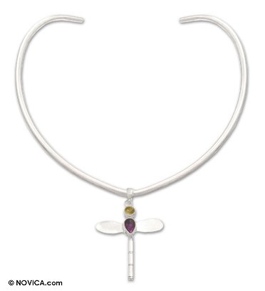 Amethyst and citrine necklace 16 L