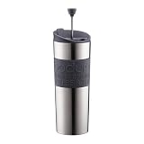 Bodum Stainless Steel 16-Ounce Vacuum Travel Press Coffee Maker with Gray Silicone Grip
