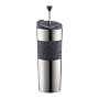Bodum Stainless Steel 16-Ounce Vacuum Travel Press Coffee Maker with Gray Silicone Grip