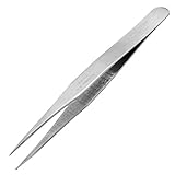 uxcell ストレート尖ったピンセット シルバートーン メタル 12cm