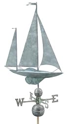 36" Grand Luxury Blue Verde Nautical Large Sailboat Weathervane