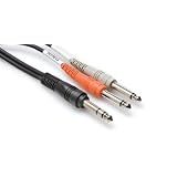 Audio Cable 1M 1/4" Trs To Dual 1/4" Ts With White Earbud Headphones