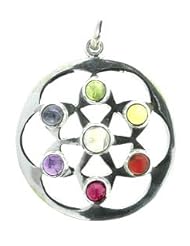 Chakra Wheel Semiprecious Sterling Silver Pendant