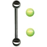 10 Gauge 3/4 Bonus Balls Surgical Steel Barbell UV Blacklight Reflective