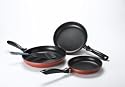 Karcher 121879 Induktions-Pfannen Set hochwertiges 3-teiliges Induktion Aluguss Pfannen Set - Teflon Classic beschichtet, bourdeaux