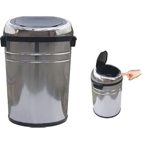 UZO1 COMMERCIAL STAINLESS STEEL SENSOR OPERATED TOUCHLESS TRASHCAN WITH AUTOMATIC OPENING LID (18.0 Gallon Capacity)
