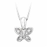 14kt White Gold Diamond Cutie Butterfly Pendant Necklace