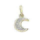 14k Solid Gold Diamond Quarter Moon Charm Pendant 17019