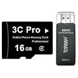3C Pro 16GB microSD microSDHC Transflash Memory Card Class 4 with SD Adapte ....