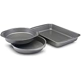 Farberware Nonstick Bakeware 3-Piece Cake Pan Set, Gray