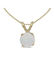 14k Yellow Gold Round Opal Pendant plus 18" Chain