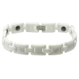Very Nice White Zirconia Ceramic Link Bracelet With Magnets