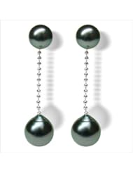 18K white gold Coco Black Tahitian cultured pearl and diamond earring