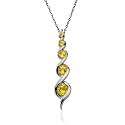 Platinum Overlay Sterling Silver Citrine Pendant, 18"