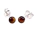 Trustmark 925 Sterling Silver 4mm Natural Brown Tigers Eye Ball Stud Post Earrings