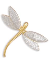 Rhodium Plated Silver/14K Gold Plated Stardust Dragonfly Pin