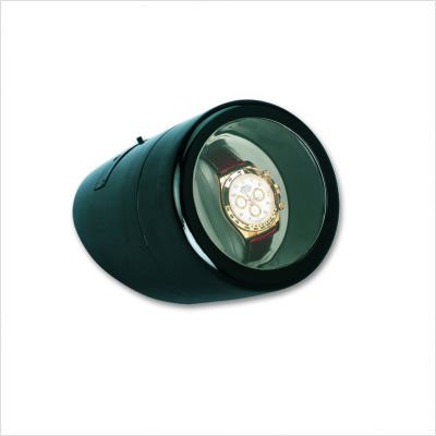 Budd Leather Watch Winder Round Single Watch Winder in Wood Case 440395