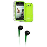EMPIRE Neon Green Rubberized Hard Cover Case + Neon Green 3.5mm Stereo Head ....