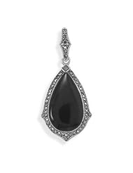Black Onyx and Marcasite Pendant