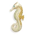 14K Gold Plated Sterling Silver Blue/Creen/ White/Gold Crystal Fashion Pin, Seahorse, 2in