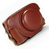 Case Star ® Brown PU Leather Case Cover protector Bag for Panasonic Lumix DMC-LX5 Camera + Free Camera Lens Cleaning Paper + Case Star Cellphone Bag