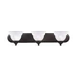 Westinghouse Three-Light Upward Wall Sconce, Oil Rubbed Bronze with Frosted White Alabaster Globes #64489