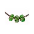 Murano Style Glass Lampwork Bead Fits Pandora Green White Swirl, 14mm (3)