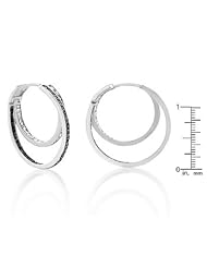 Sterling Silver Black & White Hoop Earrings