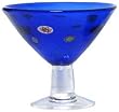 Hand Blown Glass Blue Candy Dessert Dish 5" H Set / 2