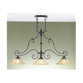 King's Table Kitchen Island Light in Antique Forged Iron by Murray Feiss