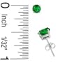 .925 Sterling Silver Emerald Gemstone Stud Earrings in Four Prongs- Round Shape 4 mm