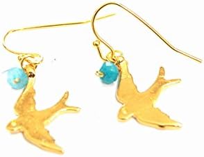 Blue Jade and Swallow Earrings.