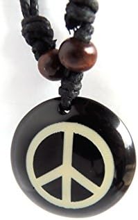Handmade Adjustable Resin Carving Peace Sign Pendants Necklace, Jewi:PS01