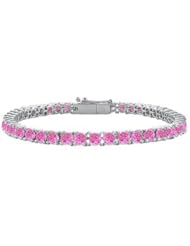 Pink Sapphire Tennis Bracelet 14K White Gold 3.00 CT TGW