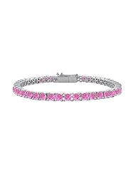 Pink Sapphire Tennis Bracelet 14K White Gold 5.00 CT TGW