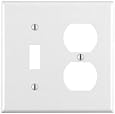 Leviton 88005 2-Gang 1-Toggle 1-Duplex Device Combination Wallplate, Standard Size, Thermoset, Device Mount, White