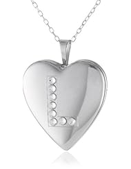 Momento Lockets Silver Swarovski Crystal Initial L Locket Necklace, 18"
