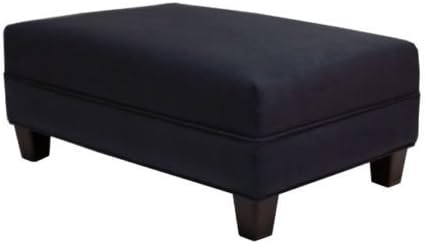 Midnight Blue Fabric Ottoman Coffee Table - Upholstered Cocktail Ottoman of Polyester Microsuede Fabric - Espresso Wood Legs - This Dark Blue Ottoman Is a Comfortable Microfiber Ottoman That Can Be Used As a Table - It Is a Stylish Large Ottoman
