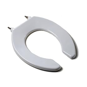 Comfort Seats C1B3R6-OFLC-00 Commercial Quality Toilet Seat with an Open Front and Stainless Steel Hinge Post, Round, White