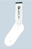 Logo Crew Socks with Dk Green Pawprint, CATS & Stripe, Large