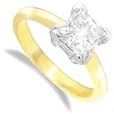 Image of Jewelco London 18 carat solid gold 1 Carat Princess Cut Fine Diamond L-shaped claw-set Solitaire Ring