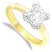 Jewelco London 18 carat solid gold 1 Carat Princess Cut Fine Diamond L-shaped claw-set Solitaire Ring