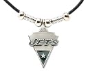New York Jets Leather Necklace w/Beads & Pewter Pendant - NFL Football Fan Shop Sports Team Merchandise