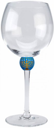 Hanukkah Wine Glass