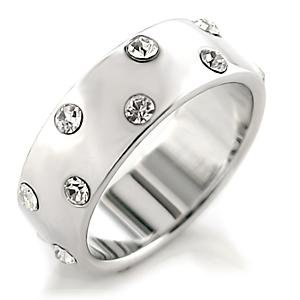 Size 9 Clear Crystal Brass Rhodium Ring